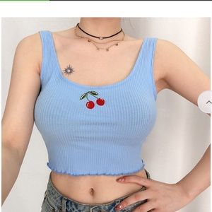 Blue Cherry Crop Top